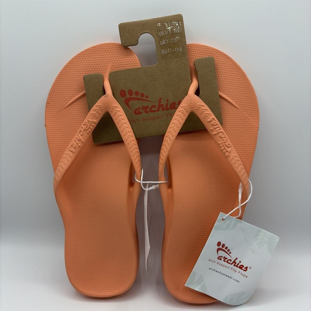 Archies Arch Support Flip Flops Sandals Peach Orange Sz M 8 W 9 NWT Rare Color